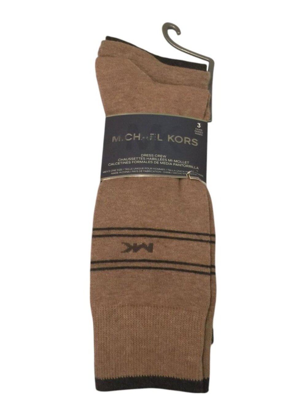 Michael Kors Men's Dress Socks OSFM Tan Gray Set of 3
